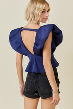 Load image into Gallery viewer, LAST ONE FINAL SALE Navy Dramatic Flutter Sleeve Blouse
