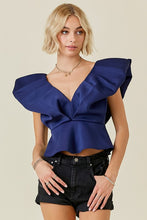 Load image into Gallery viewer, LAST ONE FINAL SALE Navy Dramatic Flutter Sleeve Blouse
