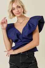 Load image into Gallery viewer, LAST ONE FINAL SALE Navy Dramatic Flutter Sleeve Blouse
