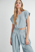 Load image into Gallery viewer, Powder Blue Trouser Pants Set
