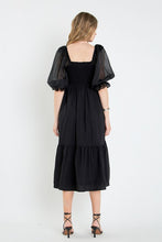 Load image into Gallery viewer, NEWEST ARRIVAL Black Organza Sleeve Midi Dress
