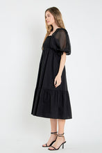 Load image into Gallery viewer, NEWEST ARRIVAL Black Organza Sleeve Midi Dress
