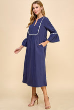 Load image into Gallery viewer, LAST ONE Navy Scallop Trim Midi Dress

