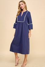 Load image into Gallery viewer, LAST ONE Navy Scallop Trim Midi Dress
