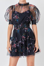 Load image into Gallery viewer, Navy Ruffle Mesh Mini Dress
