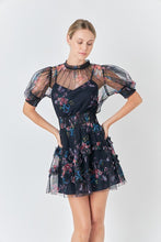 Load image into Gallery viewer, Navy Ruffle Mesh Mini Dress
