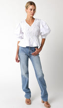 Load image into Gallery viewer, LAST ONE White Smocked Front Button Blouse
