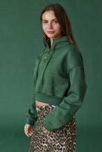 Load image into Gallery viewer, FINAL SALE Hunter Green Crop Henley Pullover

