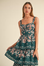 Load image into Gallery viewer, FINAL SALE Hunter Green or Wine Floral Tiered Maxi Dress
