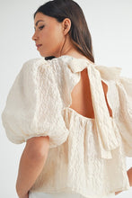 Load image into Gallery viewer, LAST ONE Cream or Black Textured Puff Sleeve Blouse
