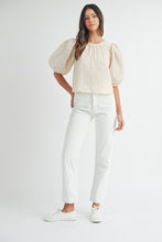 Load image into Gallery viewer, LAST ONE Cream or Black Textured Puff Sleeve Blouse
