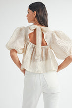 Load image into Gallery viewer, LAST ONE Cream or Black Textured Puff Sleeve Blouse
