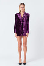 Load image into Gallery viewer, NEWEST ARRIVAL Purple Crushed Velvet Blazer
