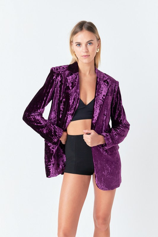 NEWEST ARRIVAL Purple Crushed Velvet Blazer