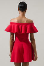 Load image into Gallery viewer, NEWEST ARRIVAL Red Off Shoulder Flutter Sleeve Mini Dress
