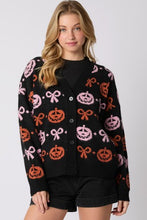 Load image into Gallery viewer, Black Pumpkin and Bow Cardigan
