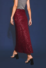 Load image into Gallery viewer, Burgundy Wine Sequin Maxi Skirt
