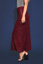 Load image into Gallery viewer, Burgundy Wine Sequin Maxi Skirt
