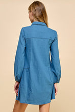 Load image into Gallery viewer, Denim Collar Long Sleeve Dress
