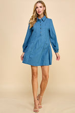 Load image into Gallery viewer, Denim Collar Long Sleeve Dress
