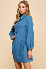 Load image into Gallery viewer, Denim Collar Long Sleeve Dress
