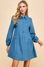 Load image into Gallery viewer, Denim Collar Long Sleeve Dress
