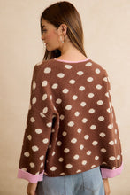 Load image into Gallery viewer, NEWEST ARRIVAL Brown/Blush Polka Dot Sweater
