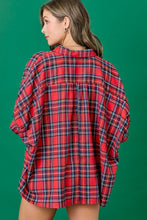 Load image into Gallery viewer, LAST ONE FINAL SALE Christmas Plaid Oversized Button Down Top
