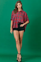 Load image into Gallery viewer, LAST ONE FINAL SALE Christmas Plaid Oversized Button Down Top
