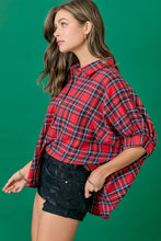 Load image into Gallery viewer, LAST ONE FINAL SALE Christmas Plaid Oversized Button Down Top
