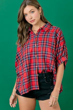 Load image into Gallery viewer, LAST ONE FINAL SALE Christmas Plaid Oversized Button Down Top

