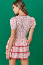 Load image into Gallery viewer, Ivory/Red Floral Print Romper Dress

