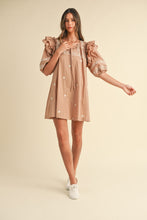 Load image into Gallery viewer, NEWEST ARRIVAL Mocha Latte Brown Ruffle Embroidered Dress
