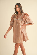 Load image into Gallery viewer, NEWEST ARRIVAL Mocha Latte Brown Ruffle Embroidered Dress
