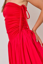 Load image into Gallery viewer, NEWEST ARRIVAL Red Tube Side Tie Midi Dress
