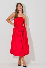 Load image into Gallery viewer, NEWEST ARRIVAL Red Tube Side Tie Midi Dress

