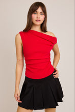 Load image into Gallery viewer, NEWEST ARRIVAL Red Asymmetrical Neck Sweater Top
