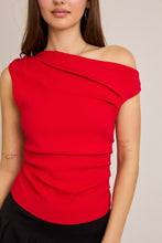 Load image into Gallery viewer, NEWEST ARRIVAL Red Asymmetrical Neck Sweater Top
