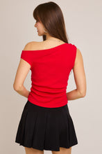 Load image into Gallery viewer, NEWEST ARRIVAL Red Asymmetrical Neck Sweater Top
