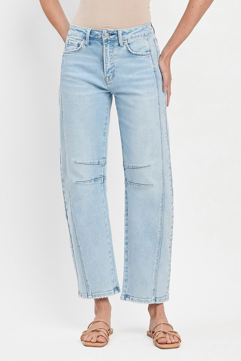 NEWEST ARRIVAL Light Wash Denim Barrel Jeans