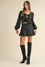 Load image into Gallery viewer, NEWEST ARRIVAL Black Tie Blouse with Bubble Skirt
