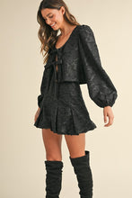 Load image into Gallery viewer, NEWEST ARRIVAL Black Tie Blouse with Bubble Skirt
