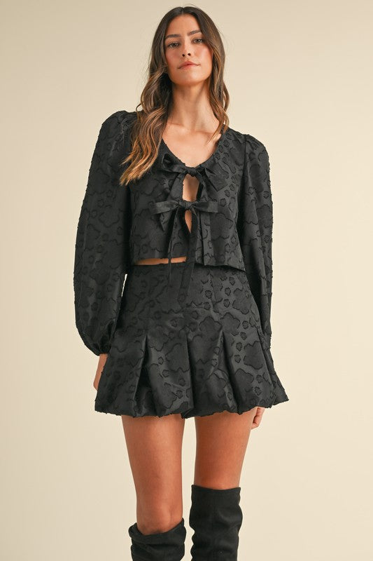 NEWEST ARRIVAL Black Tie Blouse with Bubble Skirt