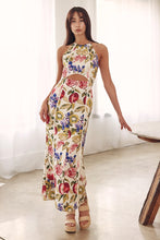 Load image into Gallery viewer, Tropical Fruit Print Halter Maxi Dress
