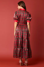 Load image into Gallery viewer, FINAL SALE Red Plaid Organza Button Down Midi Dress

