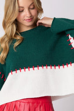 Load image into Gallery viewer, LAST ONE FINAL SALE Hunter Green Red Stitched Sweater
