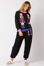Load image into Gallery viewer, Black Sequin Nutcracker French Terry Jogger Set
