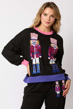 Load image into Gallery viewer, Black Sequin Nutcracker French Terry Jogger Set
