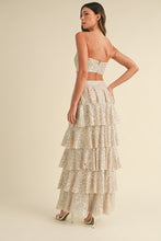 Load image into Gallery viewer, NEWEST ARRIVAL Champagne Sequin Tiered Maxi Skirt Set
