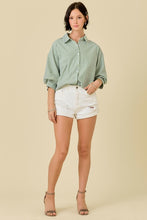 Load image into Gallery viewer, NEWEST ARRIVAL Green Striped Button Down Blouse
